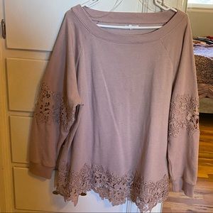 Long Sleeve Lace Cut Out Sweater